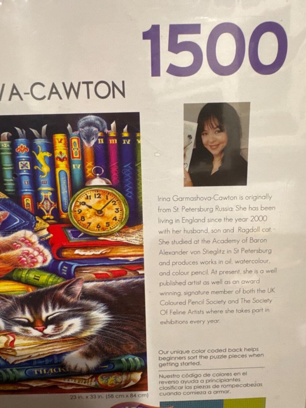 Puzzle Collector 1500 Piece Puzzle The Old Book Shop Cats 10 yrs+ 23”x33” New - Picture 5 of 13